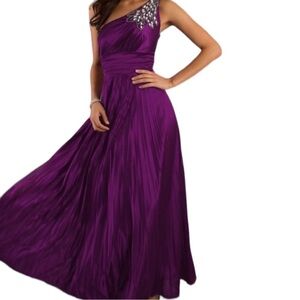 SPEECHLESS One Shoulder Purple Gown Formal Long Maxi Rhinestone Prom Dress sz M
